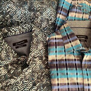 BUGATCIH Men's lot of 2 wild multicolored long sleeve flip cuff shirts Medium M